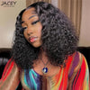 Deep Curly Short Bob Wig Human Hair 180 Density 13x4 Lace Front Wigs for Women Pre Plucked Deep Wave T Lace Wigs Natural Black