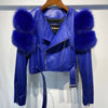 GO BALLISTIC YA Women Leather Jacket With Fur Sleeve Fashion Ladies Crop Jacket