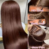Bone Straight 13x6 Lace Frontal Wig 18-46 Inch 220 Density #4 Chocolate Brown HD Lace Front Brazilian Human Hair Wig For Women