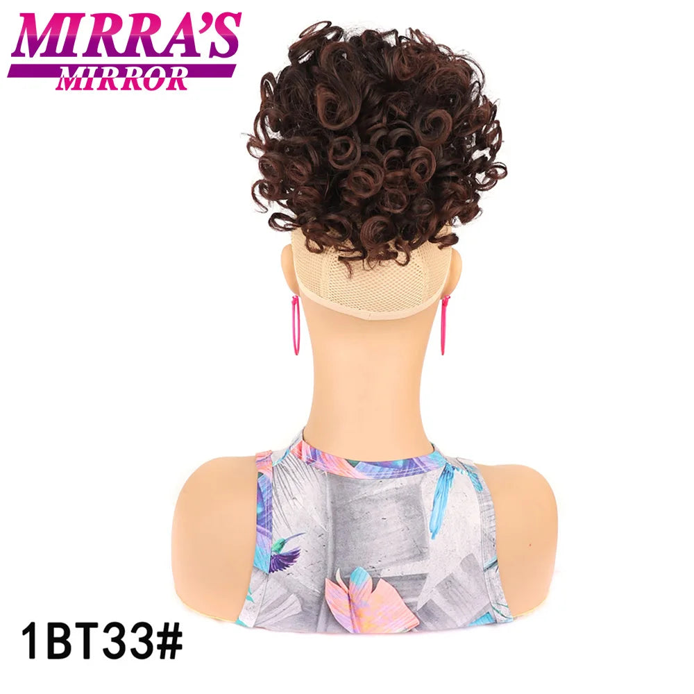 Synthetic Afro Puff Drawstring Ponytail Hair Bun 10 Inch Short Afro Kinkys Curly Afro Bun Extension Hairpieces Large Size