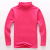2025 Spring Autumn 2-10 Years Children'S Candy Color Sweet Long Sleeve High Neck Unisex Kids Girl Boy Basic Turtleneck T-Shirt