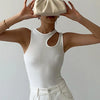 Casual white cut t shirt women round neck sleeveless korean slim t shirts women clothing 2023 summer fashion