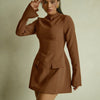 Dulzura Langarm Reißverschluss Bodycon Minikleid mit Taschen Einfarbig Elegantes Outfit Büro Streetwear Damen Herbst Winter Kleidung