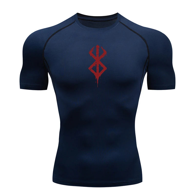 Anime Men's Compression Shirt Fitness Sport Running Tight Gym TShirts Athletic Workout Quick Dry Tops Tee Summer