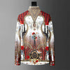 Fashion Men's Luxury Retro Print Shirt Crown Diamond Casual Social Shirt Long Sleeve Slim Fit Business Party Dress Shirt XS-6XL