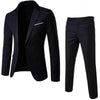 1 Set Stylish Formal Suit Temperament Men Pants Turndown Collar Pure Color One Button Suit Set Daily Wear