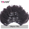 4B 4C Afro Kinky Curly Clip-In Echthaar-Extensions 100 % mongolisches unbehandeltes Haar Echtes menschliches Naturhaar Schwarz Clip-Ins Afro-Bündel YouMay