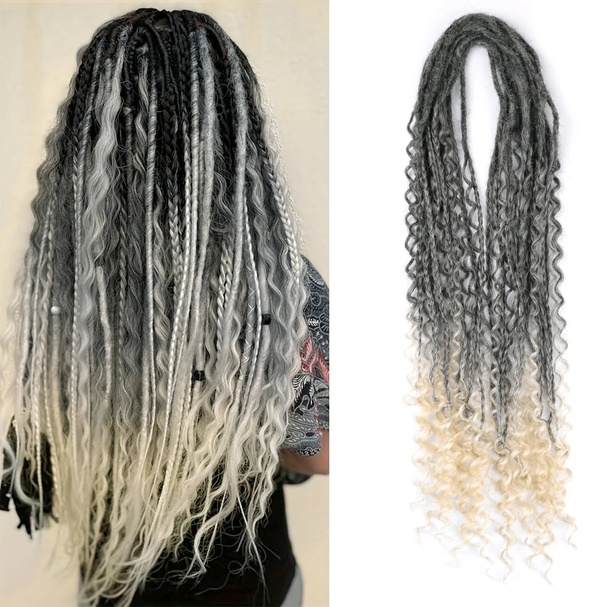 Handgemachte Dreadlocks Haarverlängerungen 24 Zoll Weiche Häkel-Dreadlocks Flechtfrisur Kunsthaar Faux Locs Flechtfrisur für Damen und Herren