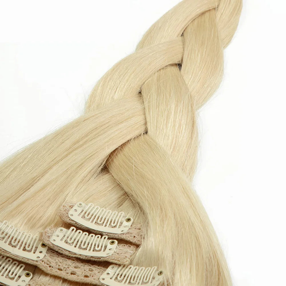 Seamless Clip ins Extensions Human Hair Straight Brazilian Remy Real Natural Hair 8Pcs 120G/Set Clip on Human Hair Extensions