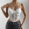 French Sexy Lace Underwire Rhomboid Fishbone Crop Top Backless Hottie Perspective Corset Red V-neck Elegant and Temperament Vest