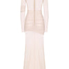Articat Elegantes Mesh-Patchwork Langarm-Bodycon Party Club Abendkleid Sexy Doppellagiges Perspektivkleid Herbstkleidung
