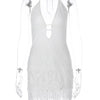 Articat 2024 Sommer Neue sexy Hollow Out Lace Up Hängende Damenkleid Temperament Vestido Kurzer Rock Slim Party Urlaub Strand