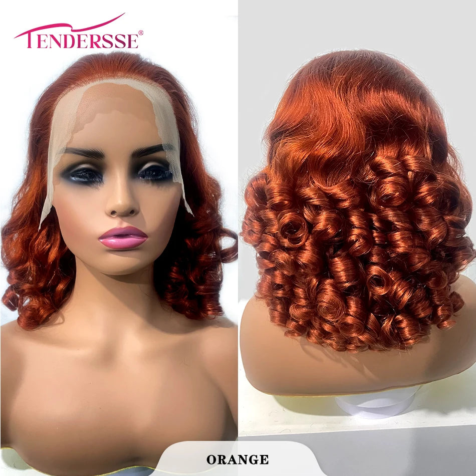100% indisches Haar, federnde Locken, lockere Wellen, 13x4 HD Lace Front Perücke, Ombre Double Drawn Lockenperücke, 250% Dichte, klebstofffrei mit Babyhaar