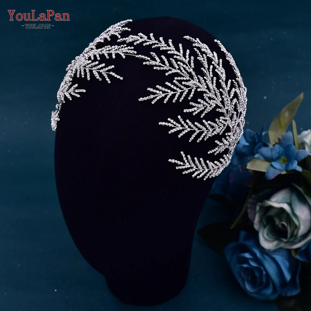 YouLaPan HP500 Rhinestone Bridal Headband Tiara Wedding Hair Accessories Luxury Bride Headpiece Pageant Headdresses Hair Jewelry
