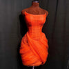 Strapless Orange Tulle Mini Length Bodycon Dress See Through Woman Clothes Custom Made Party Dresses Pretty Wedding Party Gown