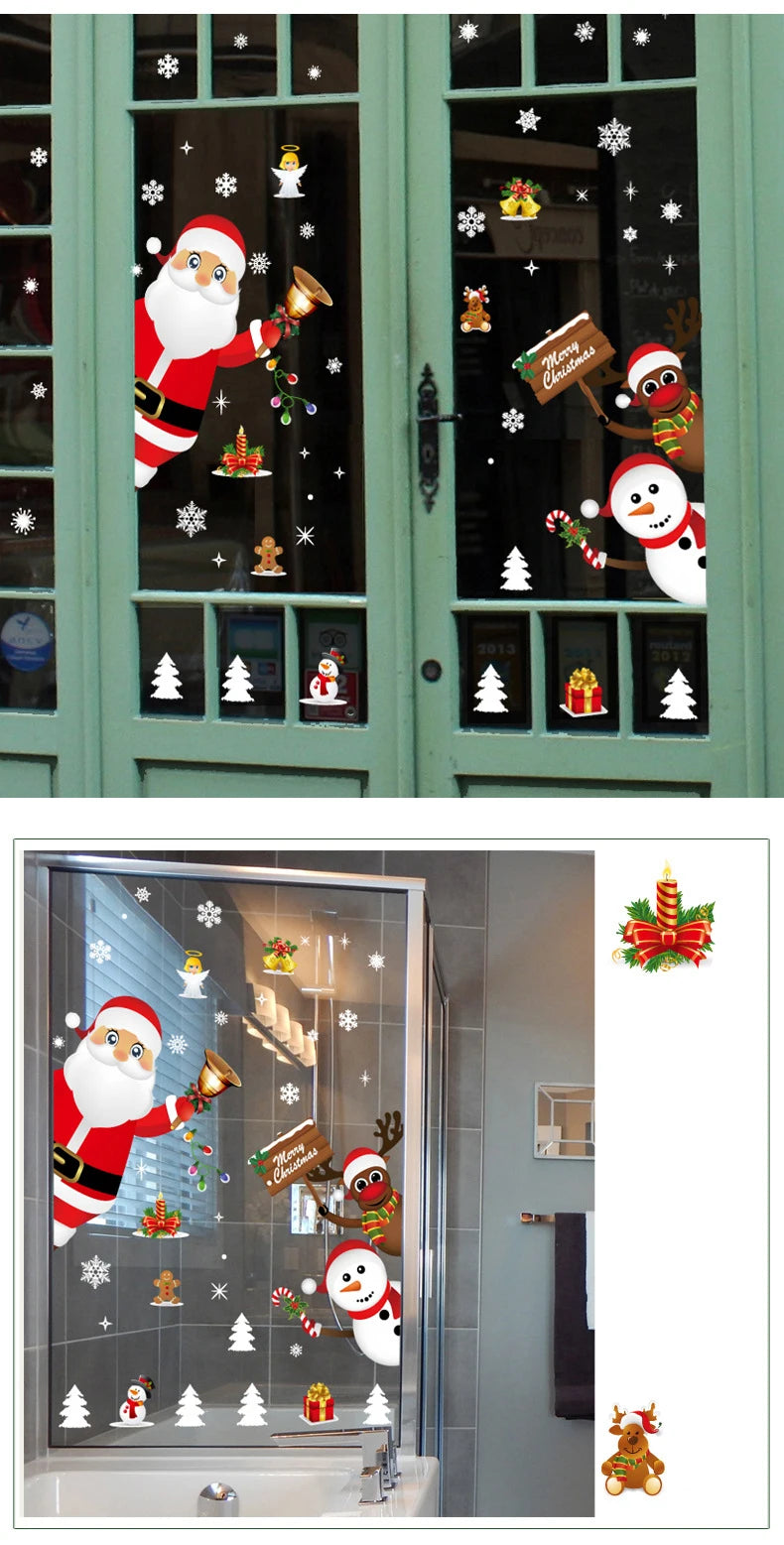 Weihnachtsfensteraufkleber Frohe Weihnachten Dekorationen für Zuhause 2024 Weihnachtsschmuck Xmas Navidad Natal Geschenke Neujahr 2025