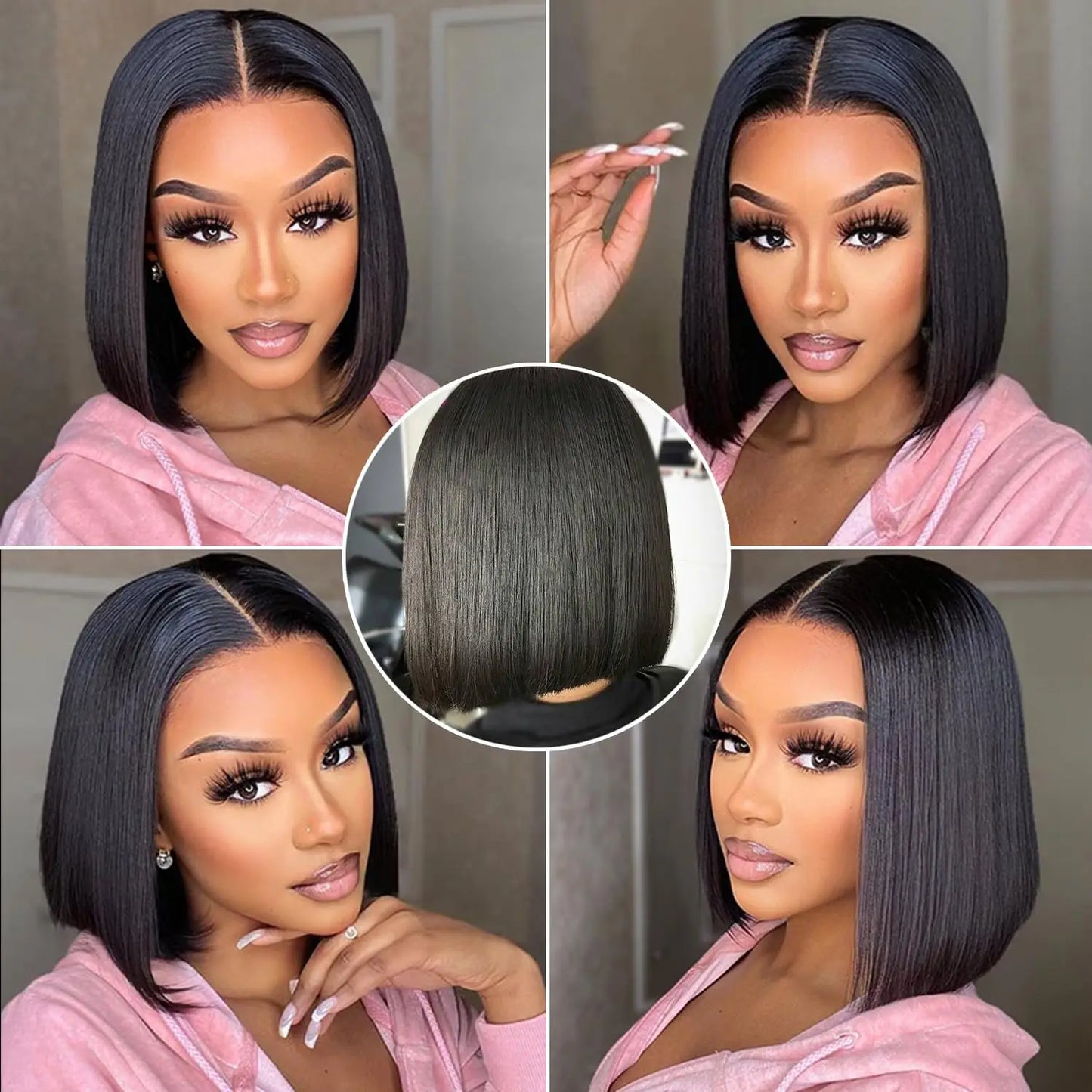 Dark Purple Bob Lace Front Wigs Human Hair Colored 13x4 Lace Frontal Short Straight Purple Bob Wig Pre Plucked with Baby Hair