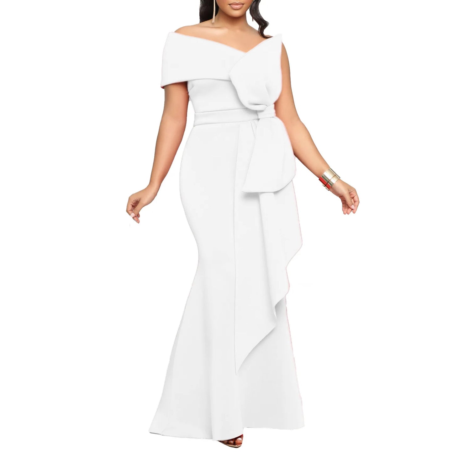 Elegante Kleider für Damen, One Shoulder, ärmellos, Rüschen, Meerjungfrauen-Schnitt, bodenlang, luxuriös, für Geburtstagsfeiern, Dinner, Vestidos Mujer Kleid