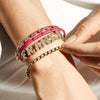 DOREMI Fat Bubble Slide Armband mit Initialen, voll mit Kristallbuchstaben, Damen-Namen, DIY-Schiebebuchstaben-Armbänder
