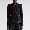 TWOTWINSTYLE Solid Spliced Ruffles Blazers For Women Notched Collar Long Sleeve Patchwork Button Casual Blazer Female Clothing