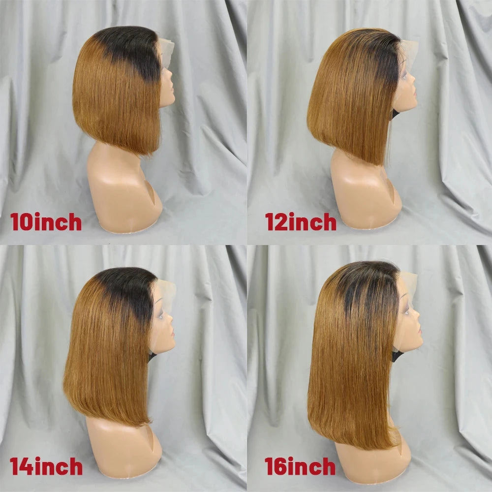 4/30/4 Farbe Echthaar Bob Perücke Glatt 13x4 Lace Front Echthaar Perücken Brasilianische Perücke Kurze Echthaar Bob Perücken Ombre Perücke