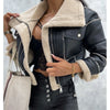 Faux Leather Jackets Women PU Short Thick Warm Black Outwear Female Aviator Retro Lapel Velvet Coat 2023 New Winter Woman Tops