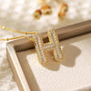 RAKOL Exquisite Copper Gold-plated Zircon Pendant American Minimalist Collarbone Chain 26 A-Z Balloon Letter Necklace For Women