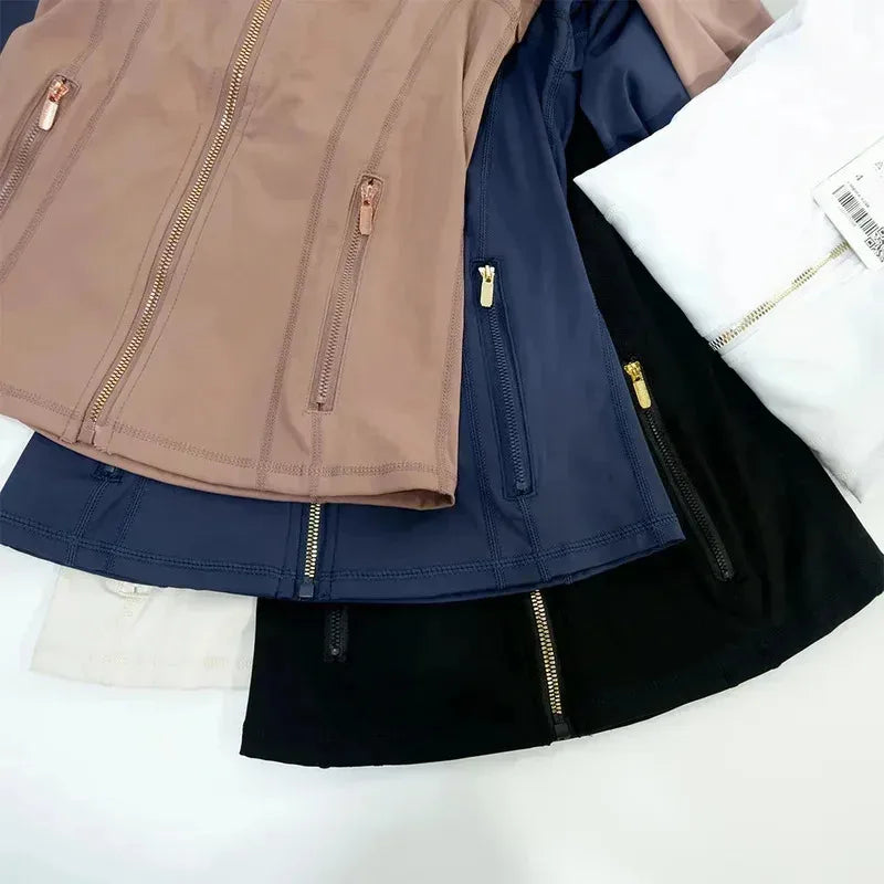 Slimming Zipper Jacket Yoga Collar Lightweight Quick Dry Sporty Thin Rose Gold Evening Summer Outerwear for Active Living