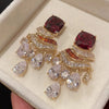 Zircon Water Drop Tassel Earrings Elegant Fashion Light Luxury Earrings