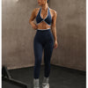 ZHEJIN 2 Piece Yoga Set Women Contrast Trim Halter Sports Bra High Waist Seamless Leggings Gym Workout Set Fitness Activewear Su