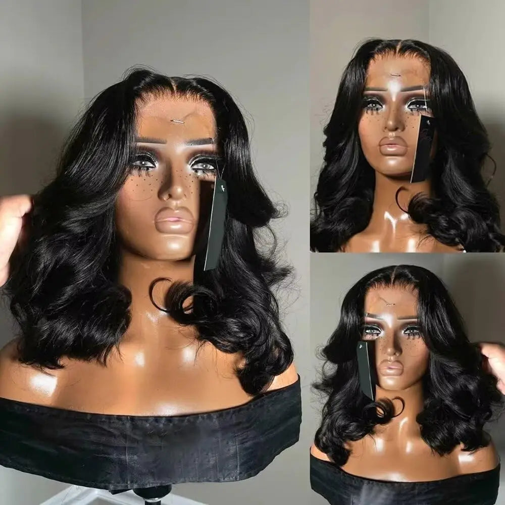 Brasilianische Body Wave Short Bob Perücke 13x4 Lace Frontal 4x4 Verschluss Echthaar Perücke 200 Dichte Für Frauen Mit Natürlicher Welle Bob Perücken