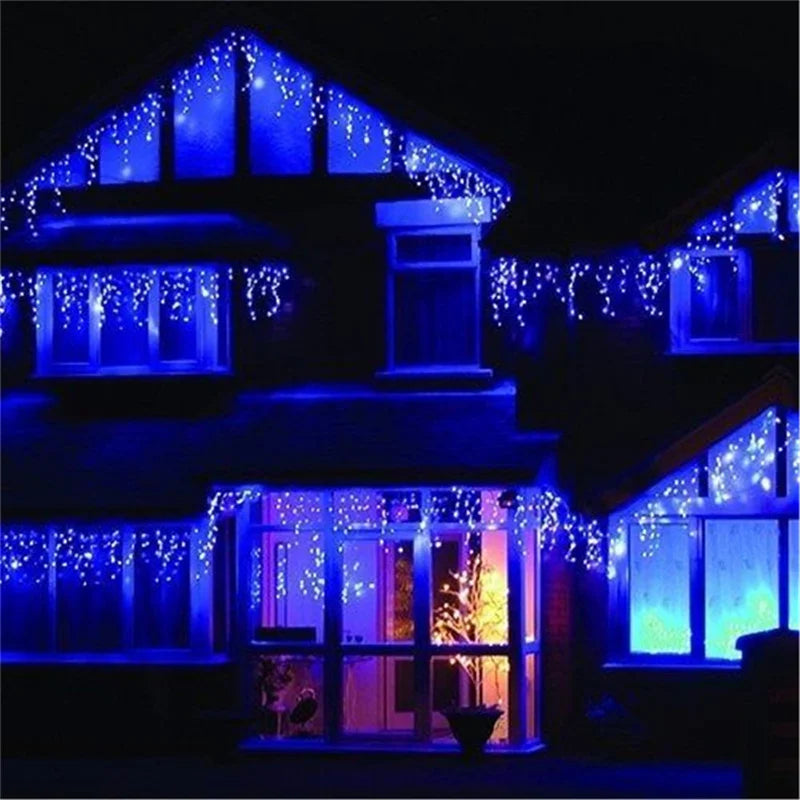Weihnachtslichterketten Wasserfall Außendekoration 5M Abhänge 0,4-0,6m Led Lichtervorhang Lichterketten Partygarten Traufendekoration