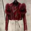 GO BALLISTIC YA Ladies' Genuine Leather Jacket with Fur Sleeve Women's Natural Lambskin Outfit