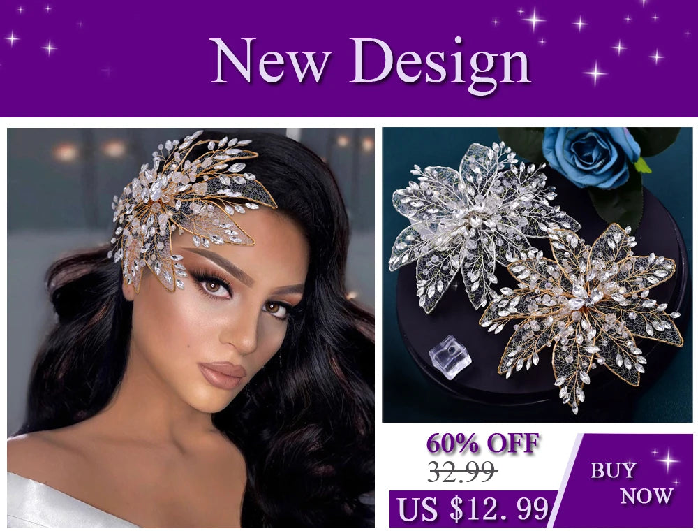 YouLaPan Luxury Bridal Hair Tiara Rhinestone Headband Handmade Wedding Hair Accessories Women Headdress Pageant Headpiece HP398