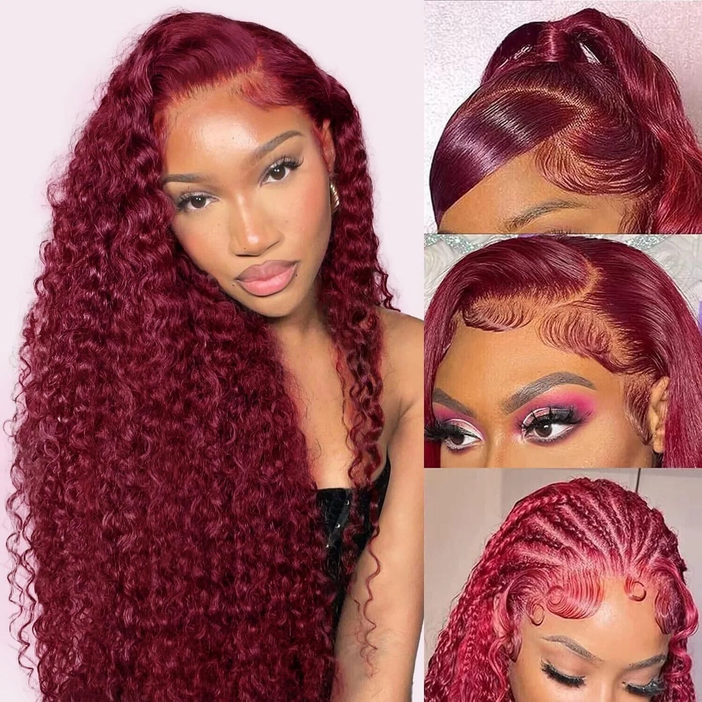 Burgundy Wig Human Hair 99j 13x6 Deep Wave Lace Front Wigs Human Hair Pre Plucked HD Transparent Lace Frontal Wigs For Women