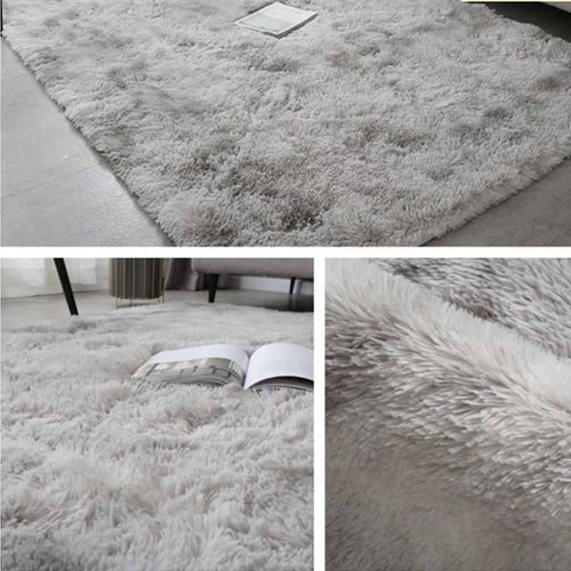 Grauer Teppich für Wohnzimmer Plüsch Teppich Schlafzimmer Boden Flauschige Matten Anti-Rutsch Home Decor Teppiche Weiche Samt Teppiche Kinderzimmer Decke