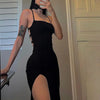 AltGoth Fairycore Sexy Midi Kleid Damen Streetwear Mall Gothic Rückenfrei Schnürung Neckholder High Waist Bodycon Kleid Partywear weiblich