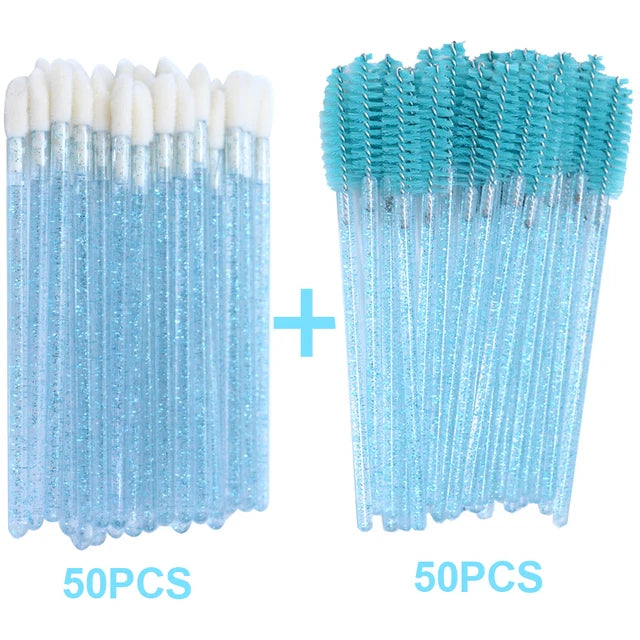HIJOYSEEN 100 Pcs Makeup Brushes For Lip Eyebows Eyelash Shining Mascara Wands Applicators False Lashes Beauty Tools