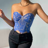 Women Floral Lace Off The Shoulder Crop Tube Top Sexy Strapless Sleeveless Bandeau Tops Y2K Going Out Night Club Party Crop Tops
