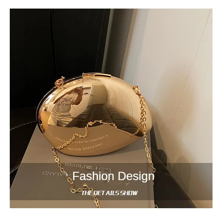Designer-Clutch in Acryl-Muschelform Gold Silber Damen Abendtasche Süße Glänzende Metall Schulter-Umhängetaschen Kleine Geldbörse