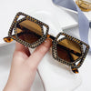 Quadratische Luxus Diamanten Sonnenbrille Damen Punk Mode Strass Sonnenbrille Weiblich Glänzend Sexy Gelbe Linse Brille Schatten Handgemacht
