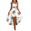Women Holiday Floral Print Long Dresses Summer Spaghetti Strap Beach Swing Party A Line Dress Sexy Backless Irregular Dress Robe
