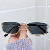 Halbrahmen Eckige Sonnenbrille für Damen Luxusmarke Kleine Metall Retro Rechteckige Schwarze Sonnenbrille Damen Mode Brille