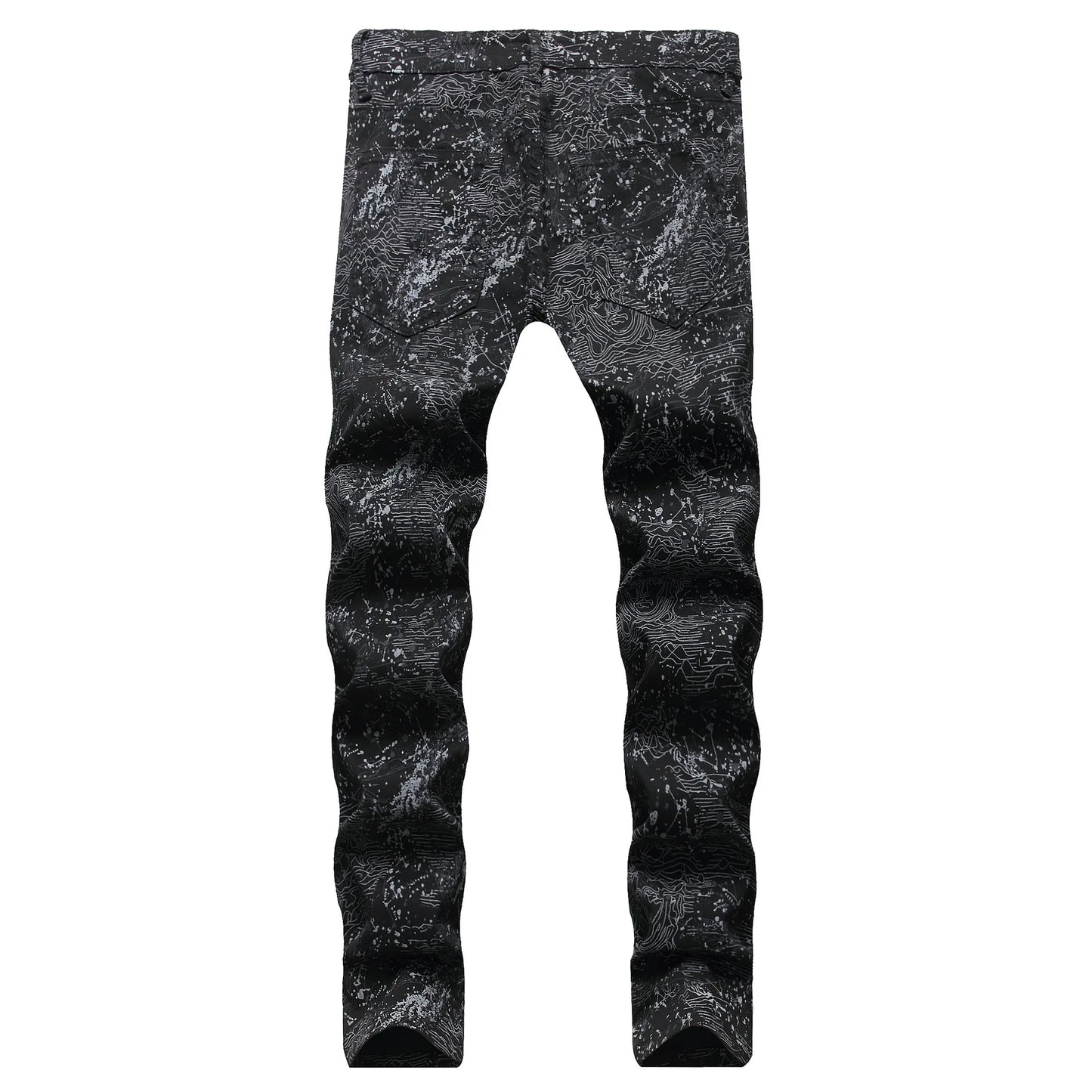 2023 New  Casual Mens Cotton Jeans Elastic Slim Skinny White Camouflage Printing Jeans Male Thin Denim Pants Vaqueros Hombre