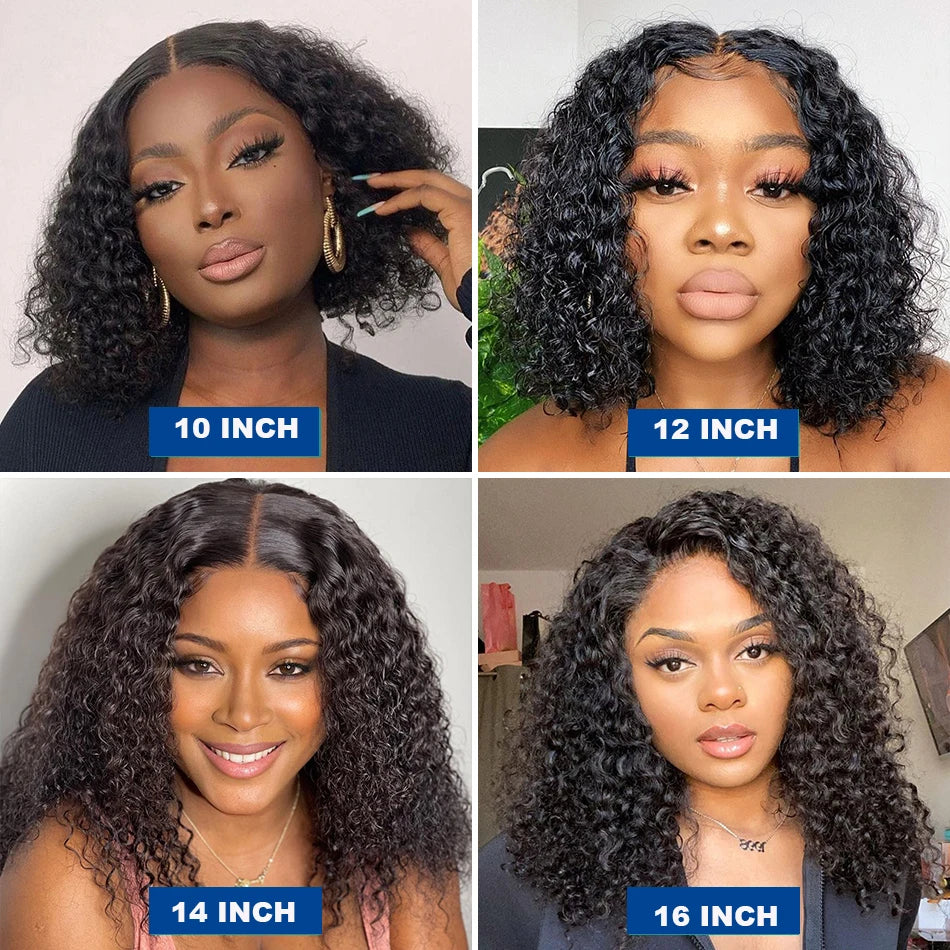13x4 Short Bob Wig Jerry Curly Bob Wigs Deep Curly Wigs Human Hair Natural Black Pre Plucked Lace Frontal Wig Pixie Curly Wig