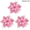 3/10Stück 14cm Weihnachtsblumen Glitzer Rot Gold Blütenkopf Weihnachtsbaumschmuck Neujahrsdekorationen für Zuhause Navidad Noel Geschenke