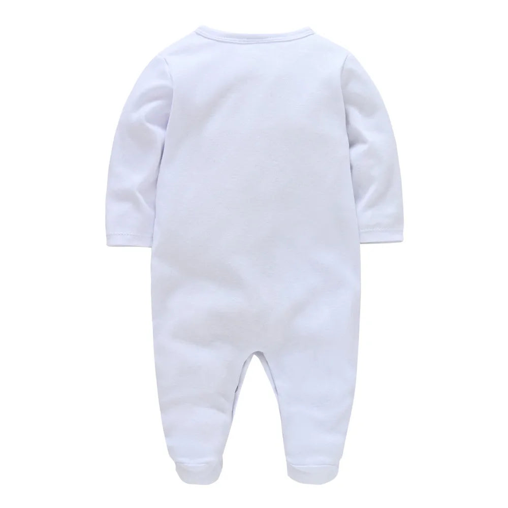 Newborn Baby Boys Romper Royal Crown Prince 100% Cotton Clothing Set with Cap Gloves Infant Girl One-Pieces Footies Sleepsuits