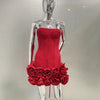 Red Color Women Sexy Strapless Ball Gown Mini Fashion Celebrity Nightclub Party Dress Birthday Cocktail Girls' Outfit
