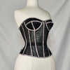 Women Abdomen Corset Crops with Bra Shiny Rhinestone Transparent Breathable Mesh Hand Made Bodices Push Up Bustiers Custom Made