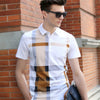 Men's Fashion Business Casual Stripe Polo Comfortable Top British Style